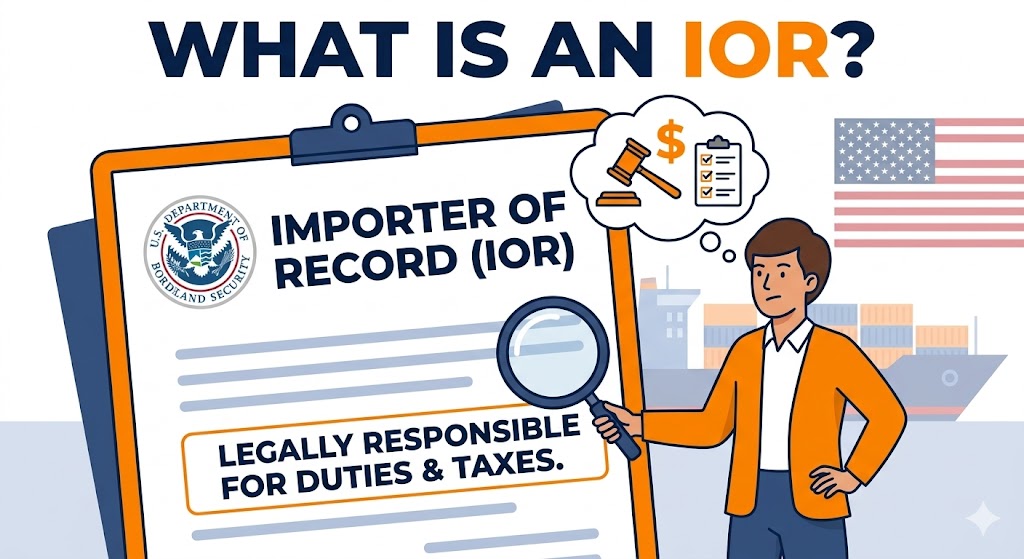 What is an Importer of Record IOR - US customs legal responsibility cartoon illustration