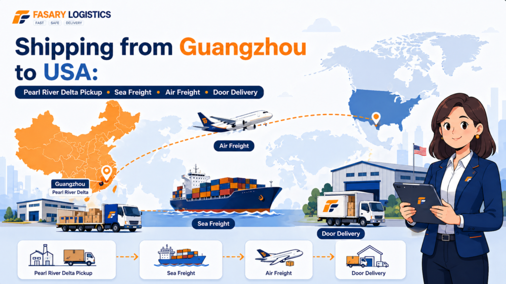 Shipping from Guangzhou to USA: Pearl River Delta Pickup, Sea Freight, Air Freight, and Door Delivery