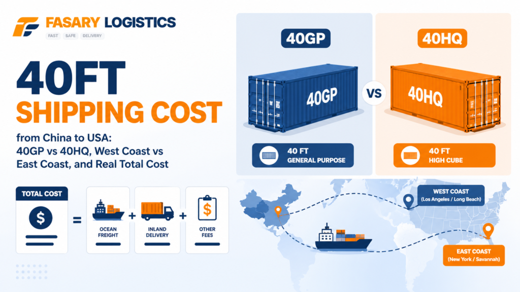 40 ft Container Shipping Cost from China to USA: 40GP vs 40HQ, West Coast vs East Coast, and Real Total Cost