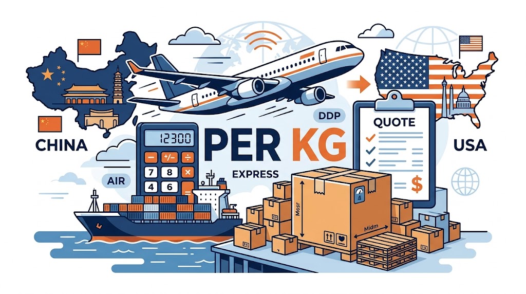Shipping cost from China to USA per kg cover image with air freight express and calculator