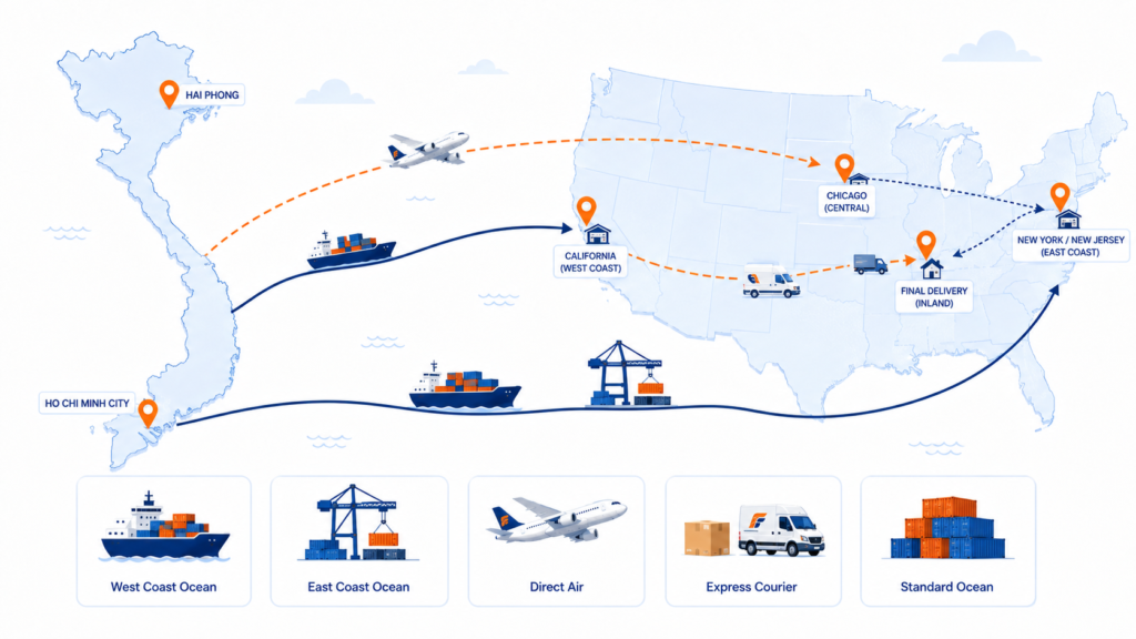 Shipping Routes from Vietnam to US