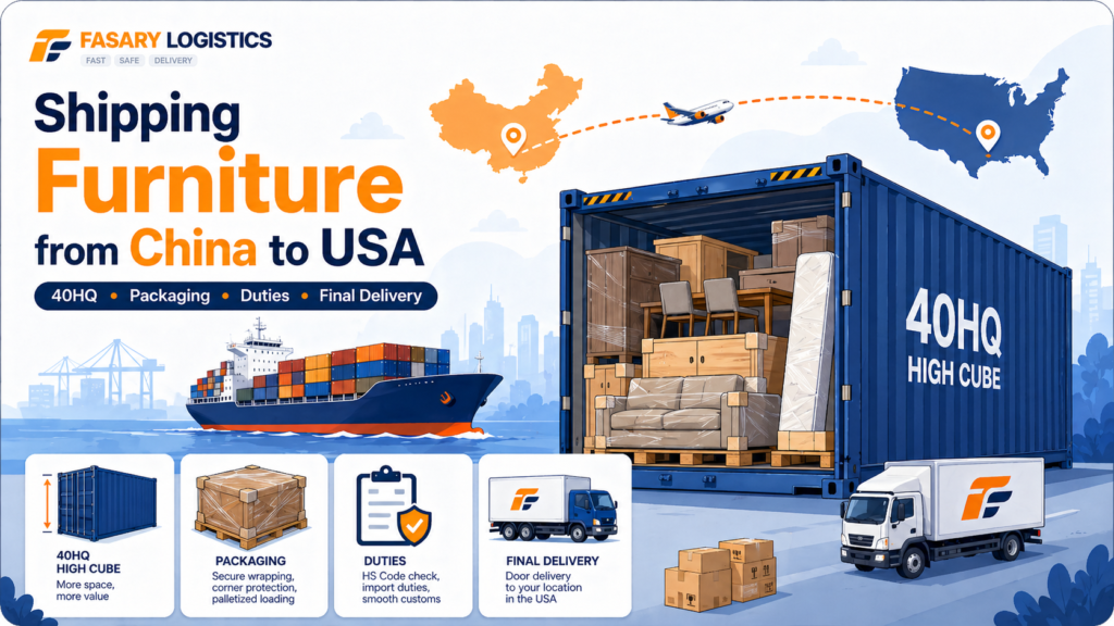 Shipping Furniture from China to USA: 40HQ, Packaging, Duties, and Final Delivery