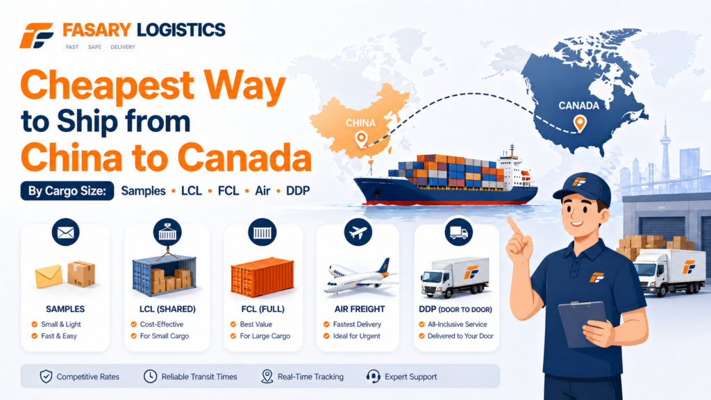 Cheapest Way to Ship from China to Canada by Cargo Size: Samples, LCL, FCL, Air, and DDP