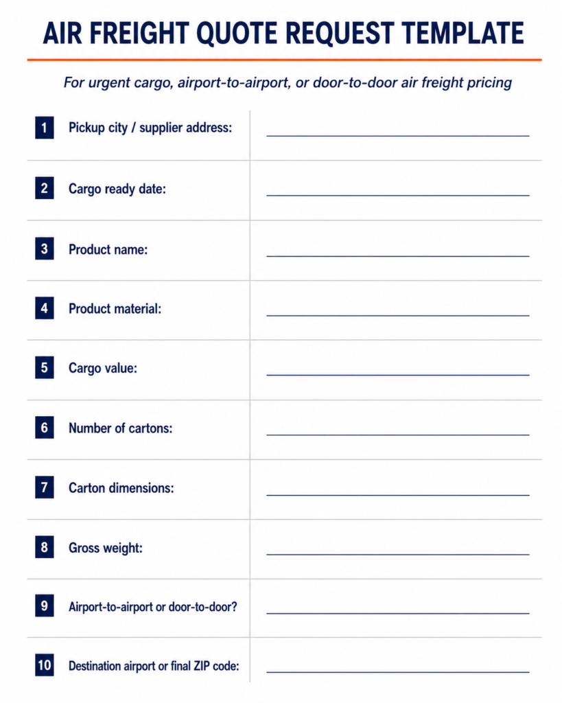 Air Freight Quote Template