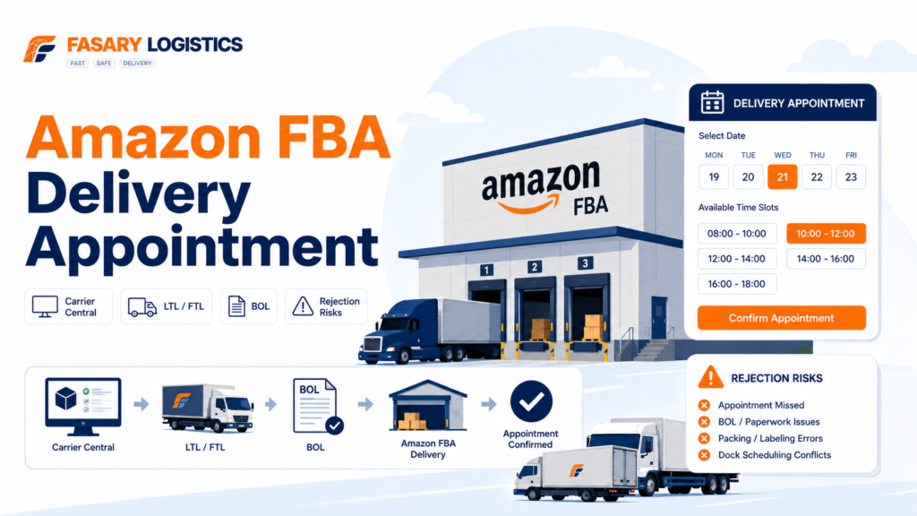 Amazon FBA Delivery Appointment: Carrier Central, LTL/FTL, BOL, and Rejection Risks