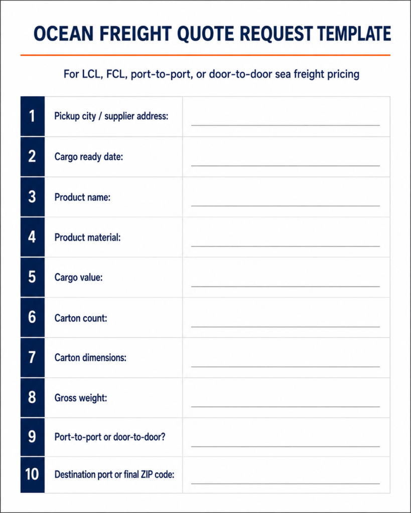 Ocean Freight Quote Template