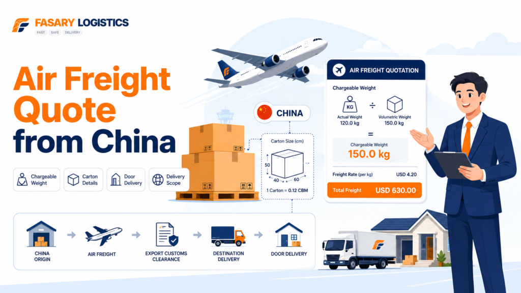 Air Freight Quote from China: Chargeable Weight, Carton Details, and Door Delivery Scope